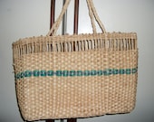 Vintage Woven Straw Tote Bag Purse Circa 1960s Only 5 USD