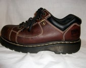 Vintage Doc Marten Brown Leather Steel Toe Industrial Oxfords Men's US size 8 Only 25 USD