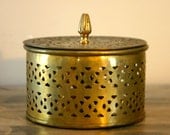 Vintage Pierced Brass Trinket Box