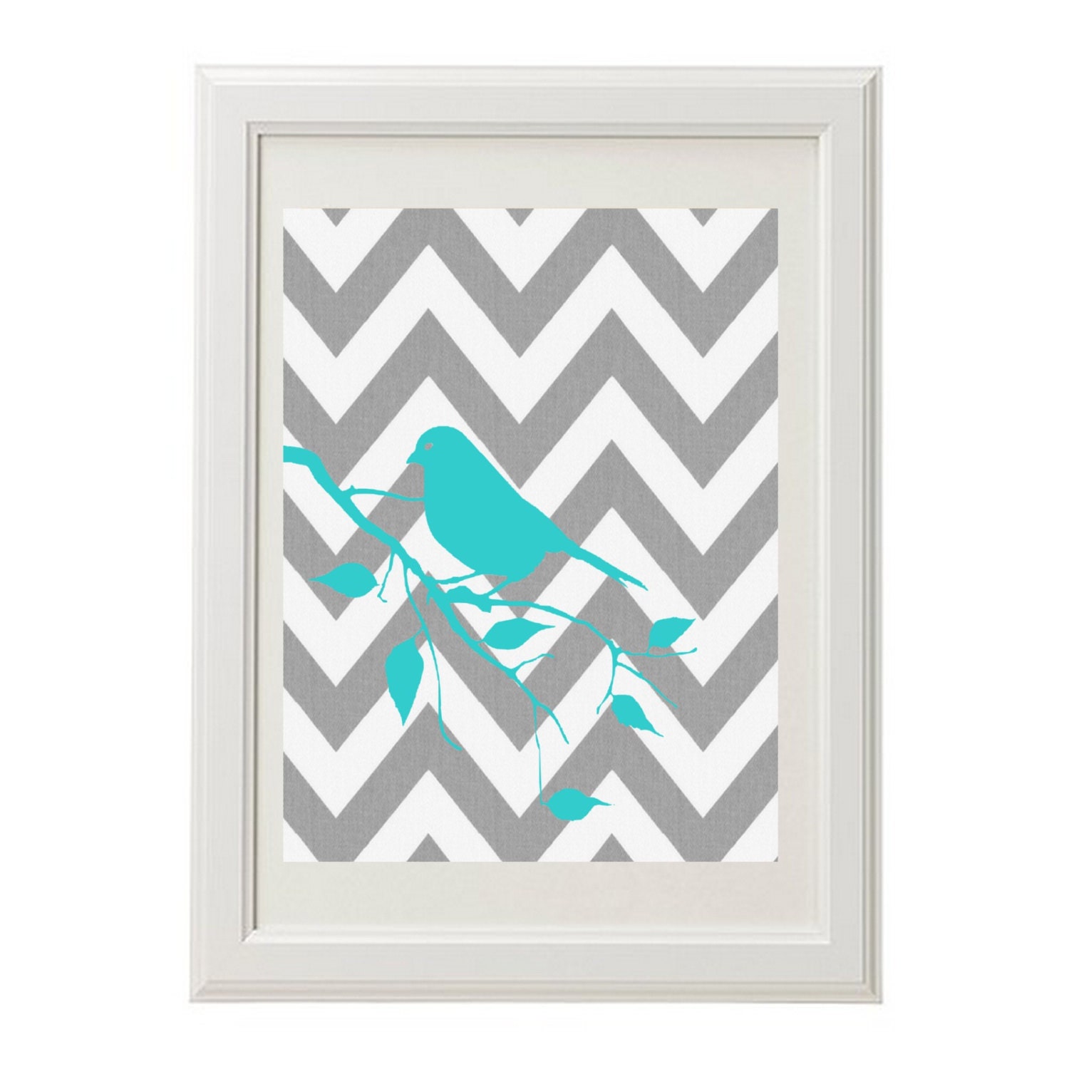 Modern Digital Print 8x10 Wall Art Chevron and Bird Design