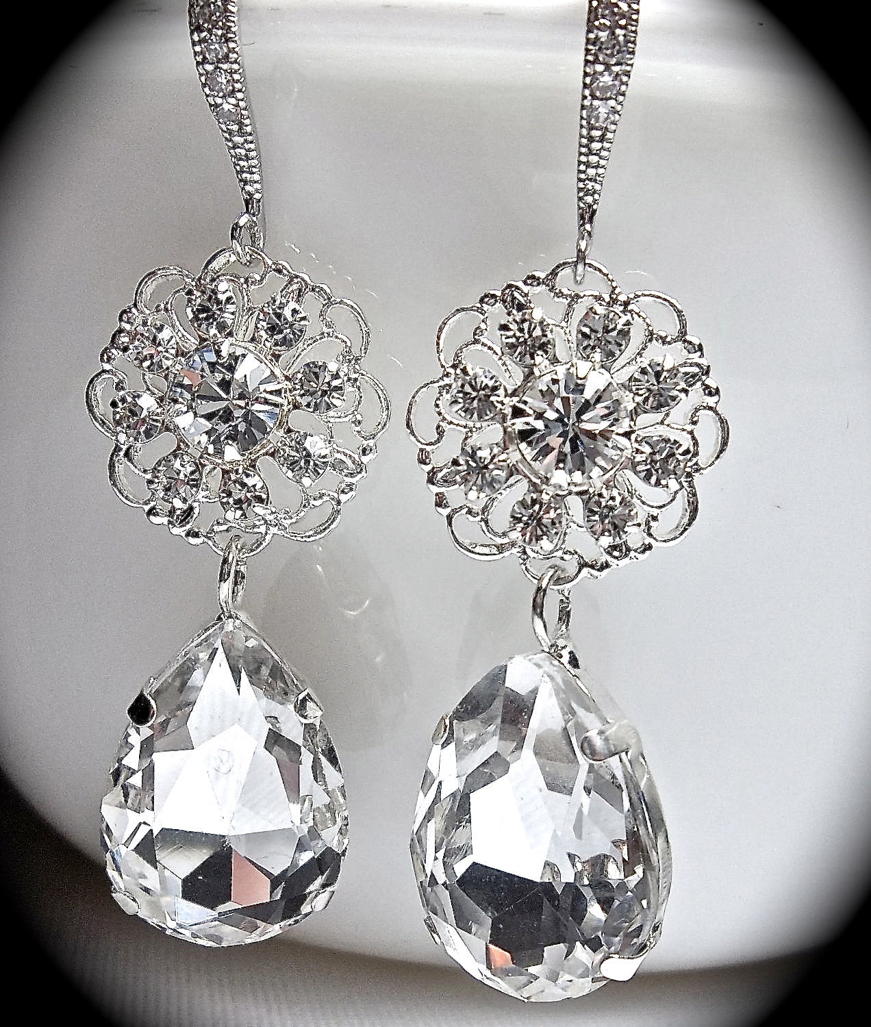 Bridal Jewelry - Rhinestone earrings - Sparkly - Crystal -Teardrops - Classy - Bridal Jewelry - Formal - Bridesmaids -