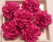 6 Pcs. (Size 3") Handmade Mulberry Paper Craft flower, Decoration, Wedding,  Roses, Pink berries.