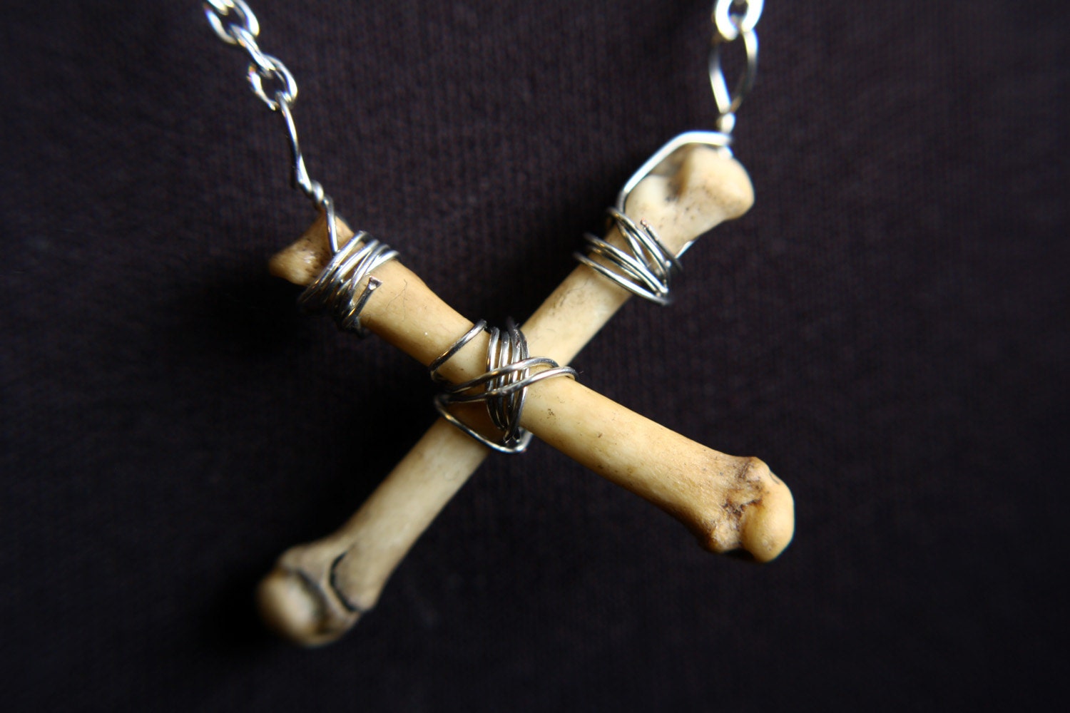 X marks the spot, real bone necklace