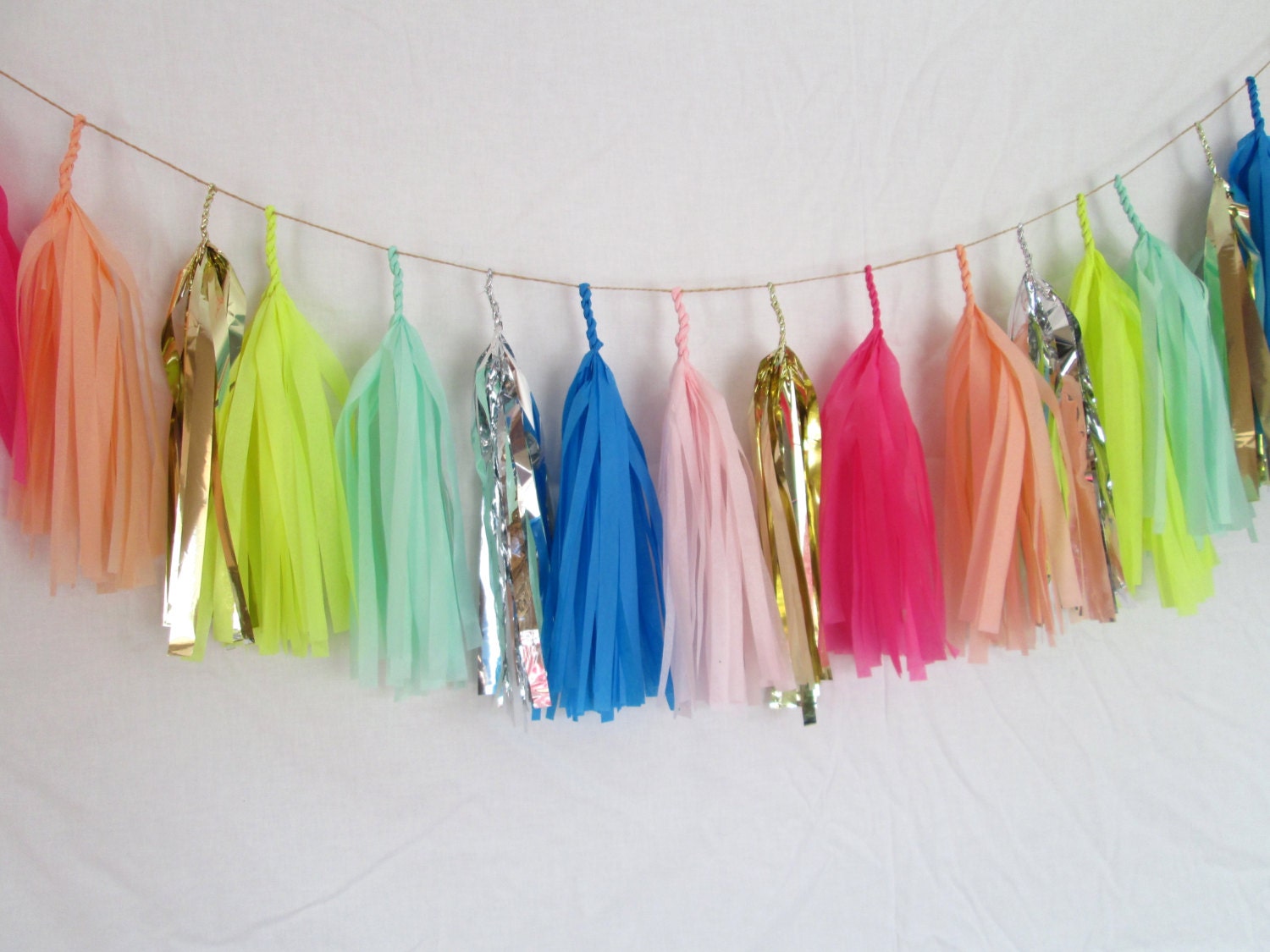 Neon and Pastel Confetti Tassel Garland