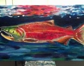 Original Sockeye Salmon Fish Painting