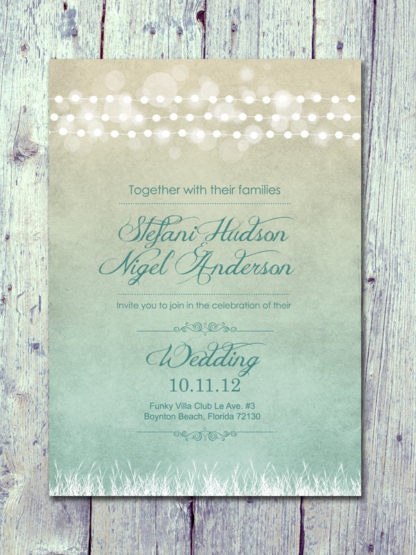 Romantic Light Garland Wedding Invitation and Reply Card Set - Wedding Stationery