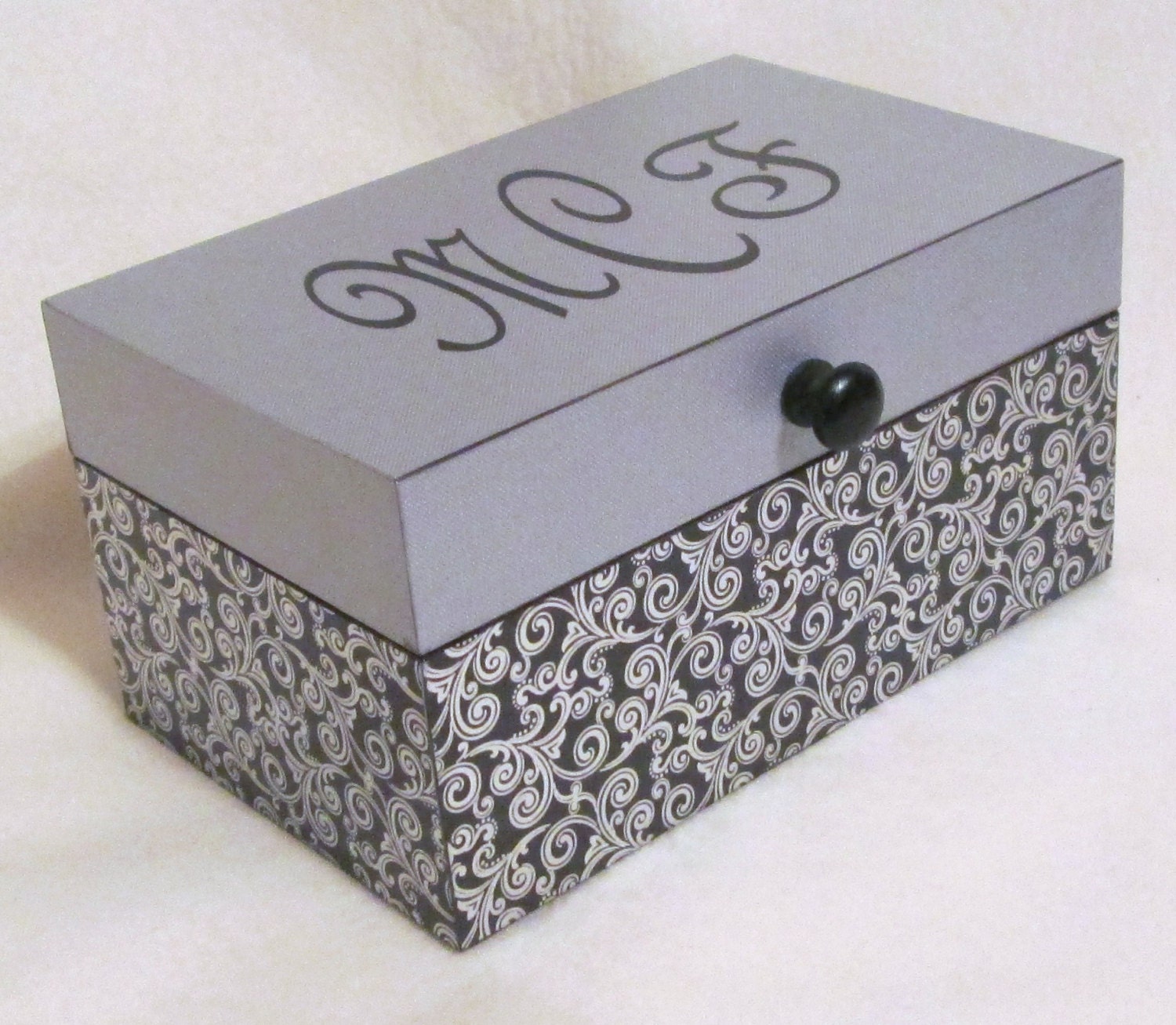 Jewelry Box - Keepsake Box - Black and Silver -  Custom