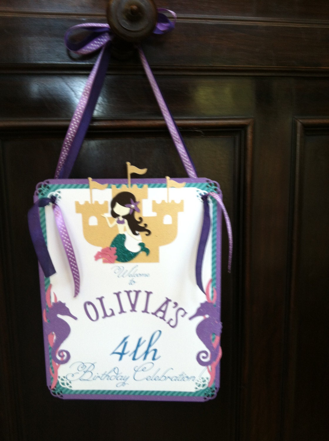 Under The Sea Mermaid Happy Birthday Door Sign Party Decoration Il_170x135