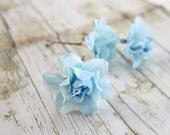 Powder Blue Flower Hair Pins. Woodland, Summer,  Spring. Bridal. Weddings. Flower Hair Clip. Hair Accessories. Set of 3