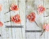 Peach Flowers Hair Pins. Hair Clip, Spring Wedding, floral, bridesmaids, bridal hair clip,  Sparkle, Hair Accessories.