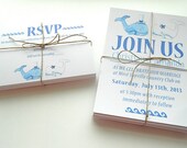 Whales in Love Watercolor Wedding Invitation Set