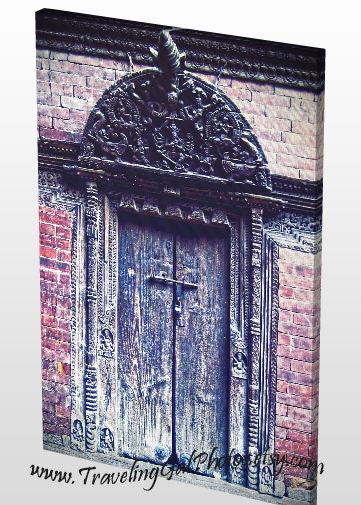 Canvas Gallery Wrap 16x20 travel photography door doorway brown red brick wood collection home decor large wall art