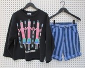 vintage / WRANGLER / blue striped long deinm shorts