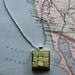Green Square Beaded Pendant Necklace