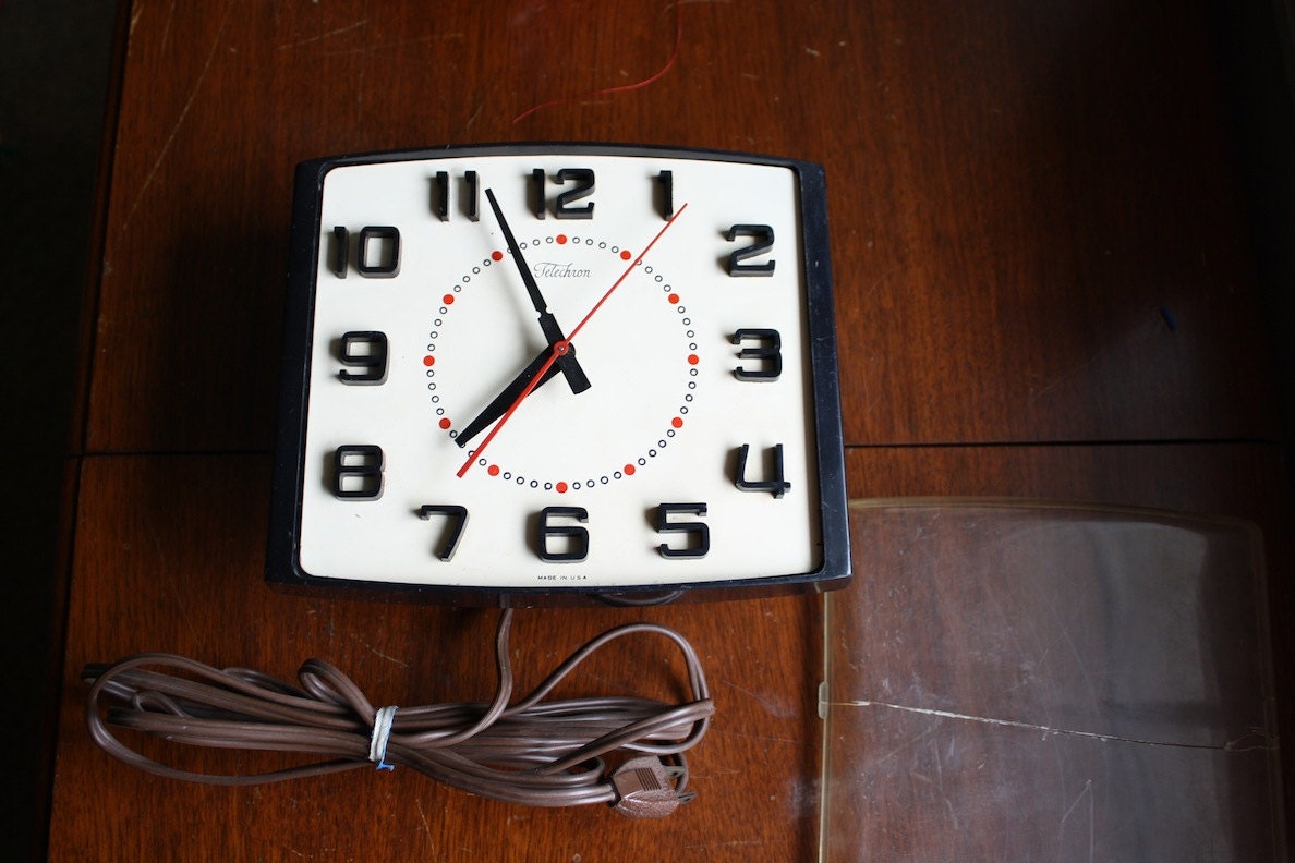 Vintage Telechron Wall Clock - Black and White