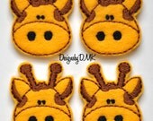 Giraffe Felt Embroidered Embellishment Clippie Cover SET of 4