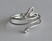 Wire Wrapped Heart Ring, Sterling Silver, Adjustable, Toe Ring