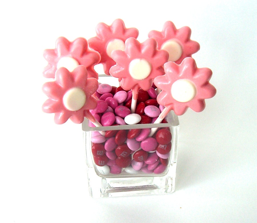 36 Pink Candy Lollipops, Party Candy Decoration, Baby Shower Girl, Girls Party Favor, Flower Sucker, Flower Candy, wedding favor, shower