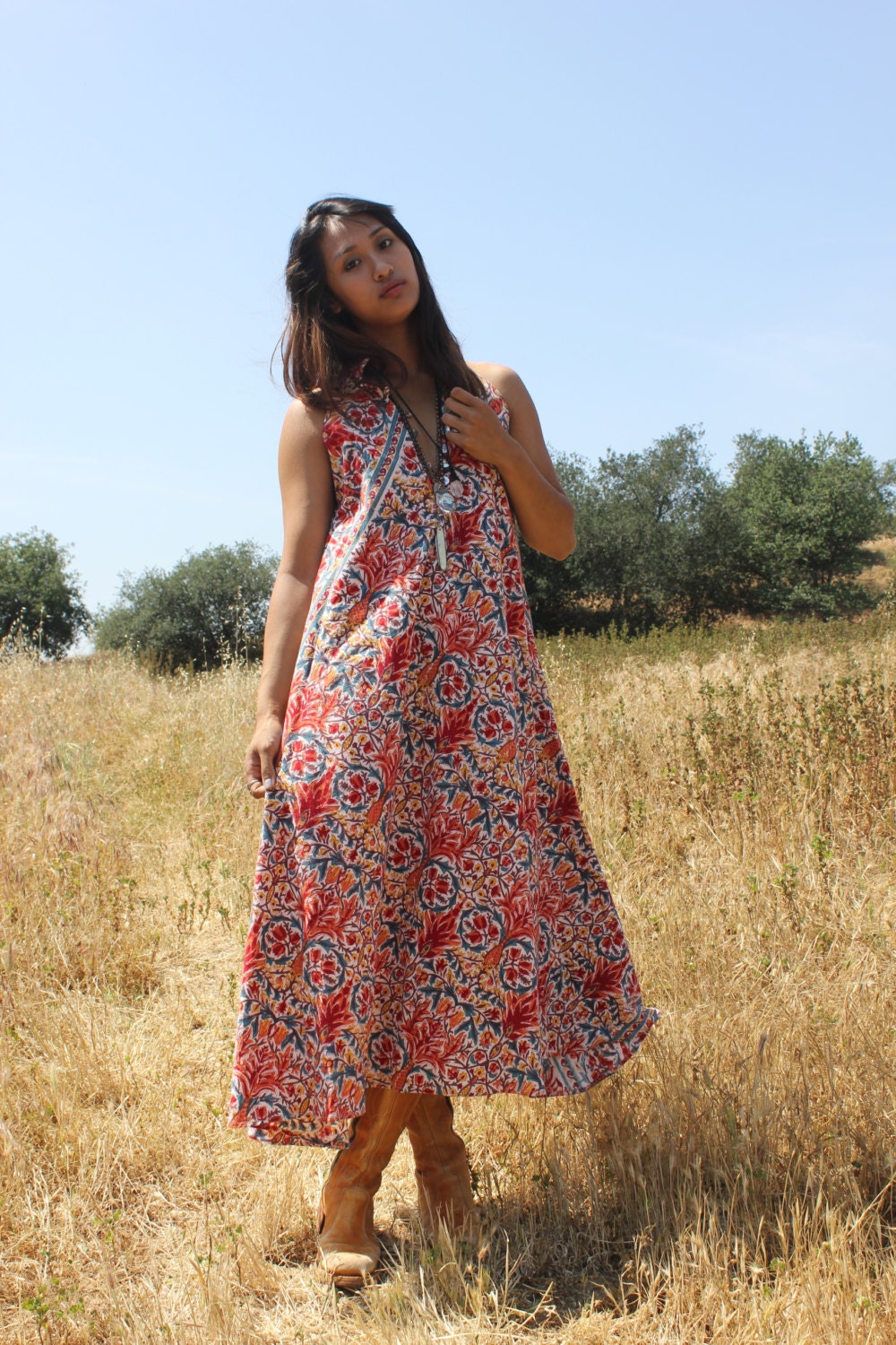 Gorgeous Bohemian Summer Beauty /Our NEW Sleeveless Indian Cotton Handmade Kaftan