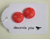 Orange and White Fabric Earrings