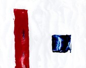 White Blue Red Original Abstract Painting 12x12 acrylic contemporary art on canvas board geometric gift for him