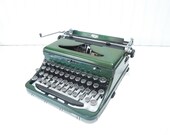 Vintage Typewriter RARE Green Royal Model "O" Touch Control Manual Portable Typewriter Chrome Green