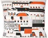 Roofline Pillow - Natural with Orange, 20 x 20
