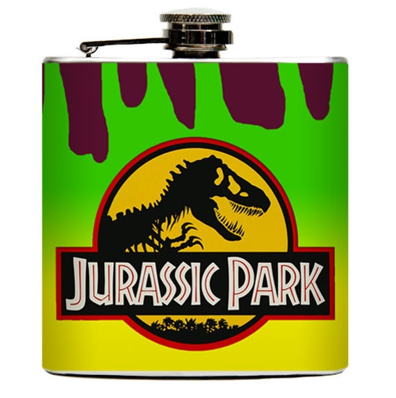 Jurassic Park Liquor Drinking Flask. Jurassic Park Car Hip Flask Gift Whiskey 6oz