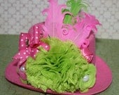 Birthday party mini top hat fascinator with ostrich feathers Photo prop Tea Party