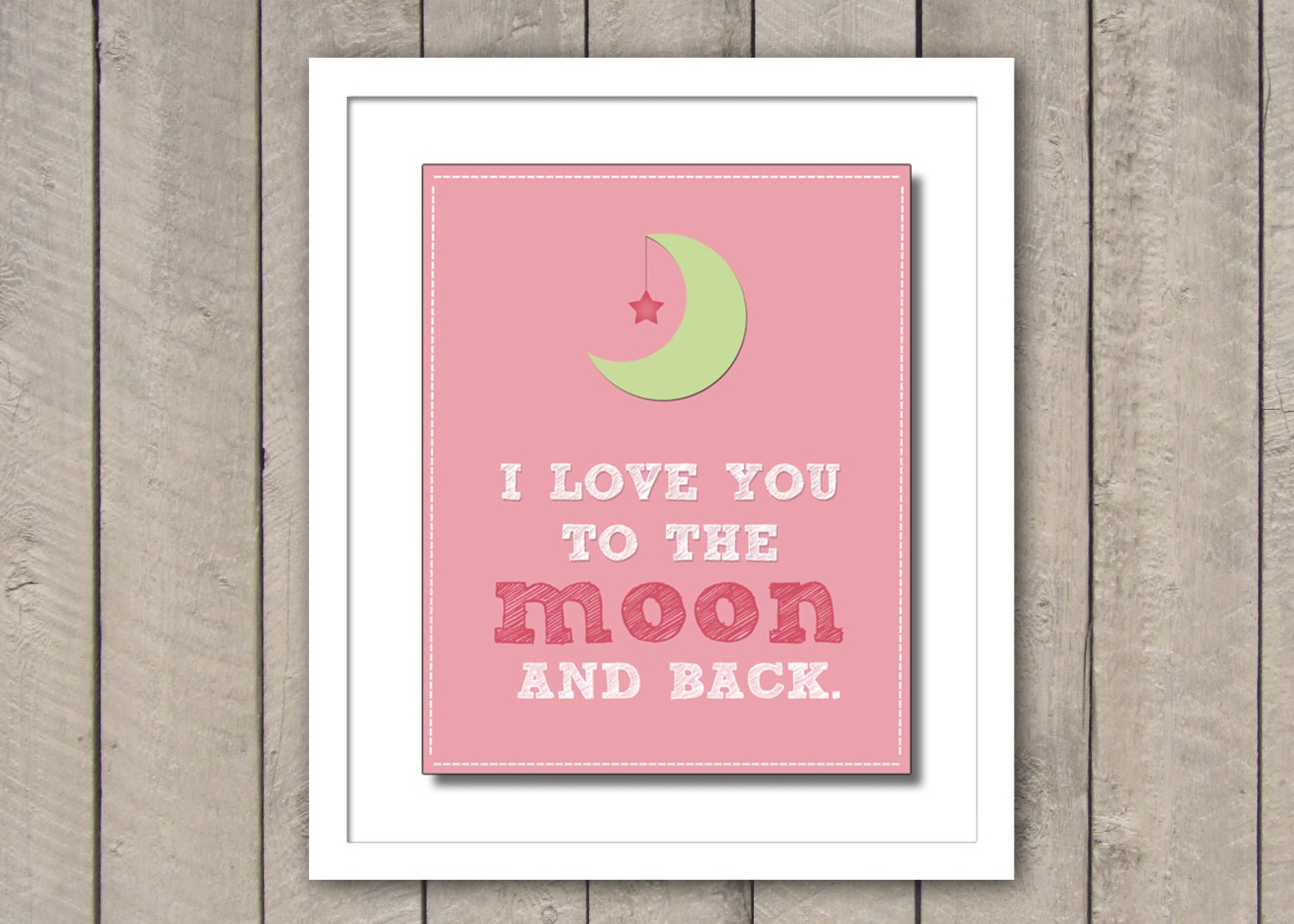 I love you to the moon and back nursery print 8x10
