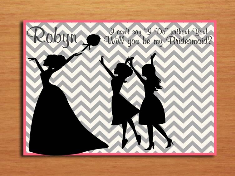 Will You Be My Bridesmaid / Bouquet Toss Set of 3 Customized Printable Invitations /  DIY