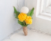 Dandelions Brooch - Wedding Boutonniere - Flowers Brooch - Accessories - Flowers Jewelry - Yellow Green - Spring Jewelry - Woodland