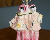 1940's Lamp // Asian Couple Ceramic Rewired Lamp by Shawnee Pottery