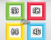 Four 2" Fancy Monogram Decal - SAME COLOR ONLY- Vinyl Wall Art