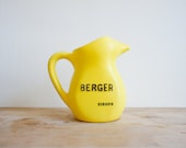 Vintage French Water Pitcher // BERGER French Bistro Style // Yellow Plastic water jug // french country // barware // promotional // Spring