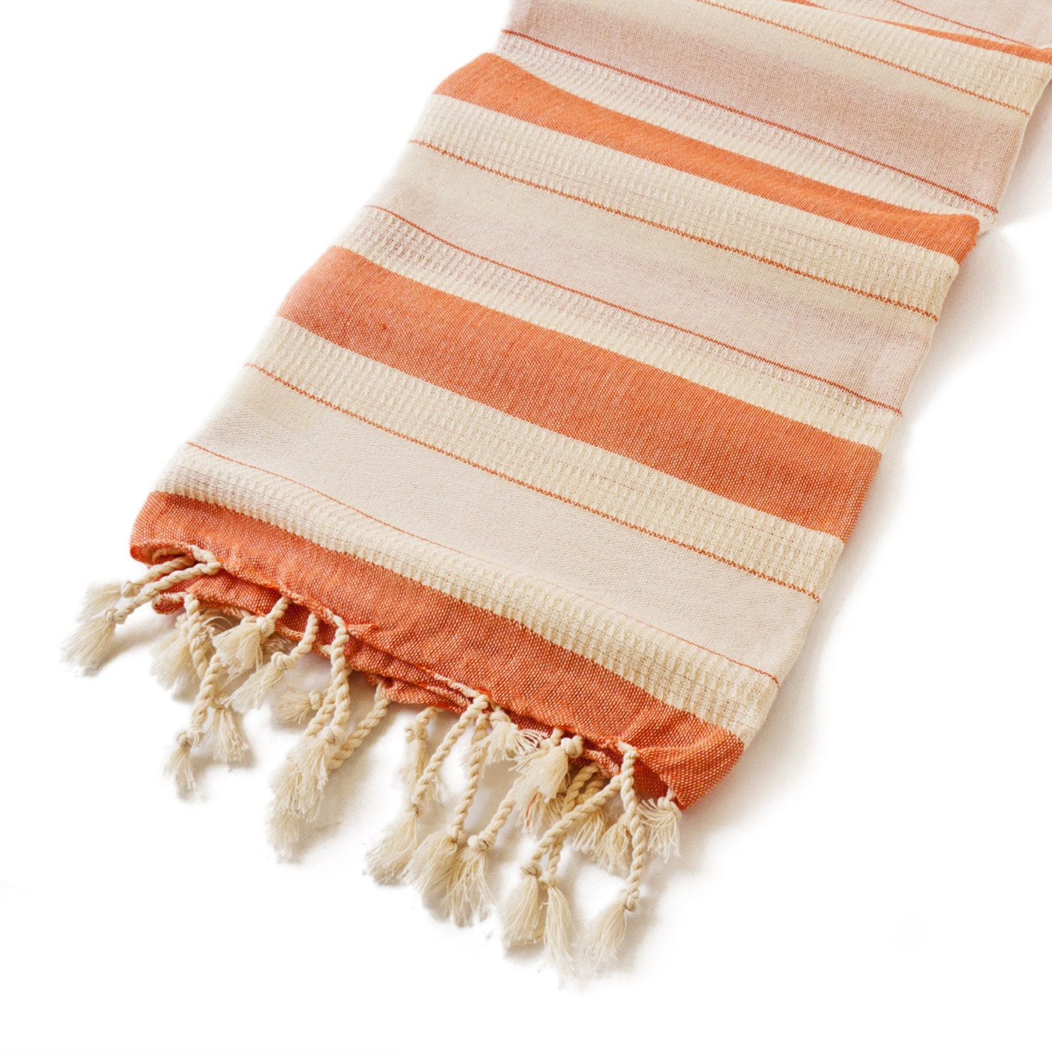 Ege, Crafted Peshtemal - Orange, Extra Thin Turkish Beach Towel