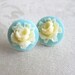 Sea Foam Earrings Stud Post Blue Mint Turquoise Ivory Yellow Rose Floral Flower Spring Garden Wedding Bridal Bridesmaids Gift