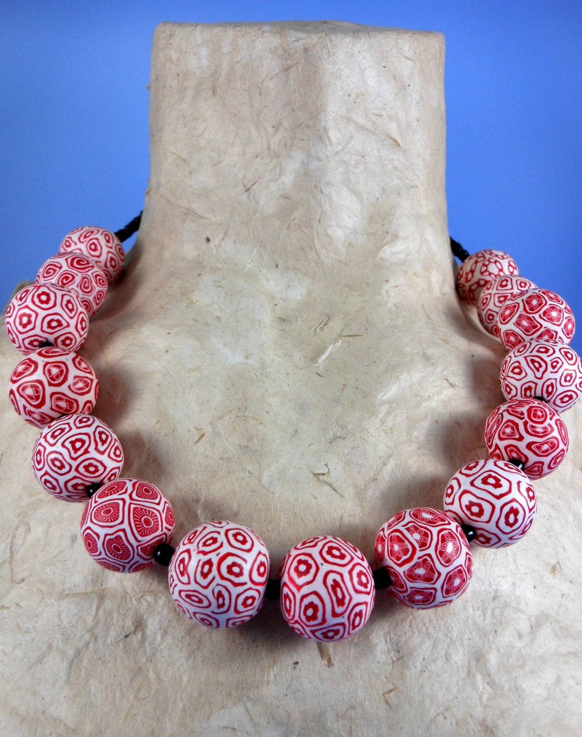 Rato-Seto mala large size bead red and white necklace