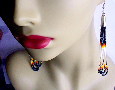 Native American Shimmering Cobalt Blue Porcupine Earrings