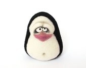 Needle Felted Toy - Penguin.  Gift under 50. Felt Toys. Winter. White. Black