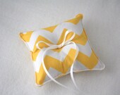 Yellow Wedding Ring Pillow, chevron print, cotton fabric ring bearer pillow