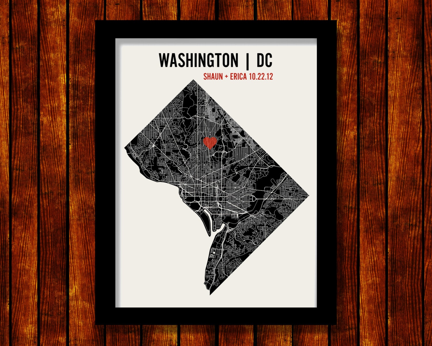 Washington DC Wedding or Housewarming Gift Print - Personalized Map Art