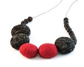 Statement Felted Necklace Beadwork Necklace Felt Bead Jewelry Oxblood Red Black Autumn Fashion