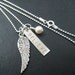 I BELIEVE 16 inch Sterling Silver Necklace with Swarovski Pearl or Crystal Necklace - 16 inch Sterling Silver chain - Angel Wing Necklace