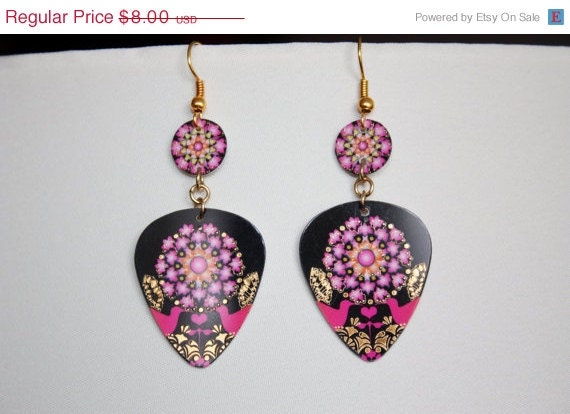 ON SALE Guitar Pick Earrings Handmade From Upcycled Gift Card HUMMINGBIRD And Butterfly Eco-Friendly Jewelry