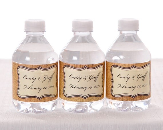 100 Burlap Waterproof Water Bottle Labels, self stick Il_570xn