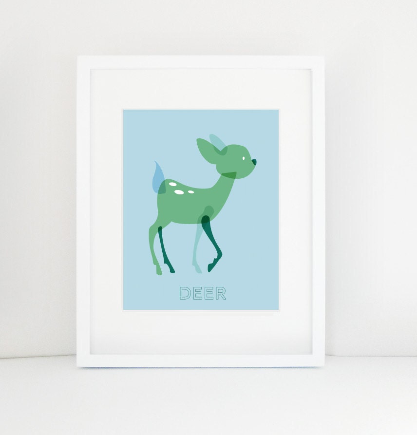 Nursery Wall ART "Modern Woodland - DEER" Print
