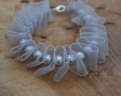 Silver pearl ruffle ribbon bracelet - Cancer Charity