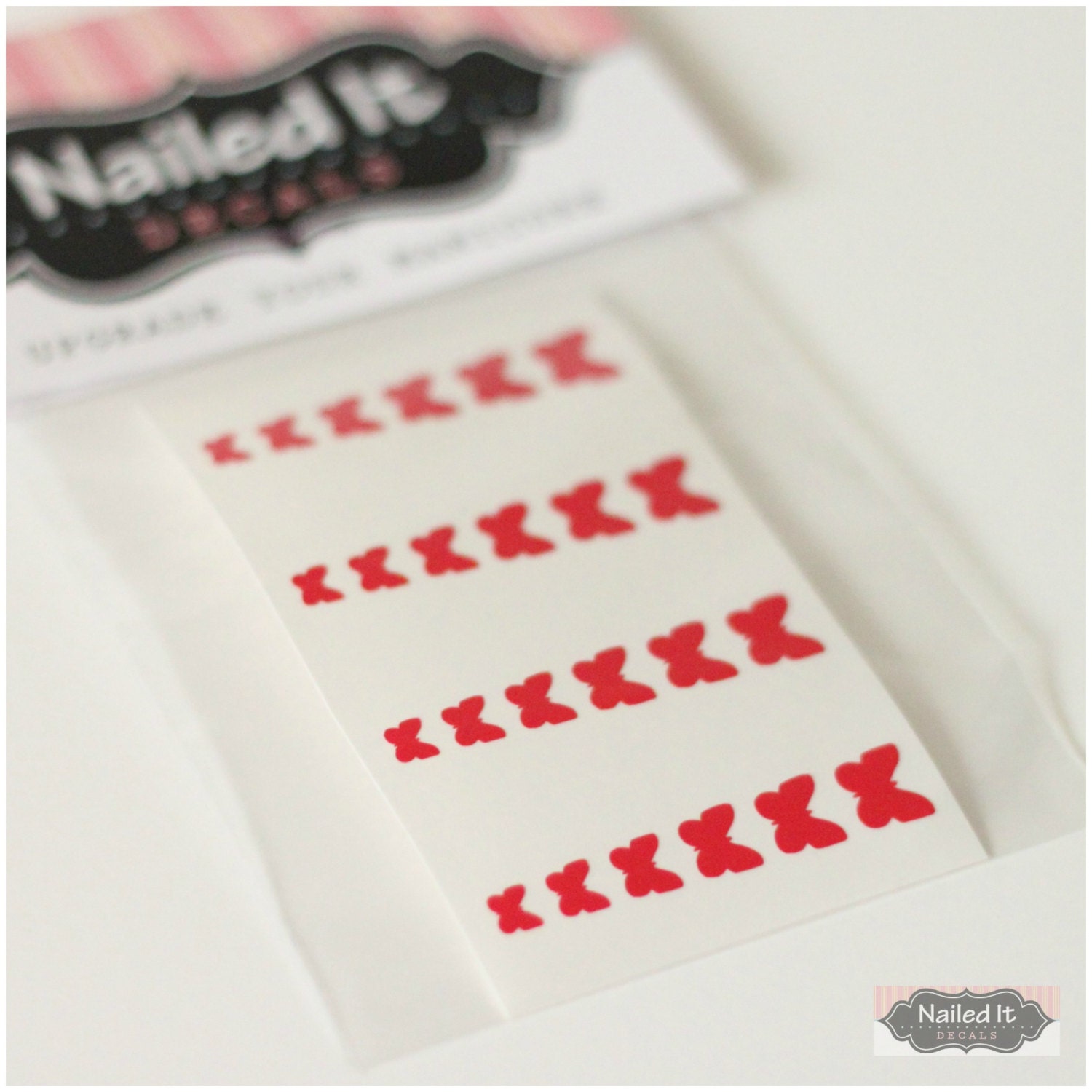 NAILED IT DECALS: 1 Sheet of 24 Butterfly Nail Decals (You Pick the Color)