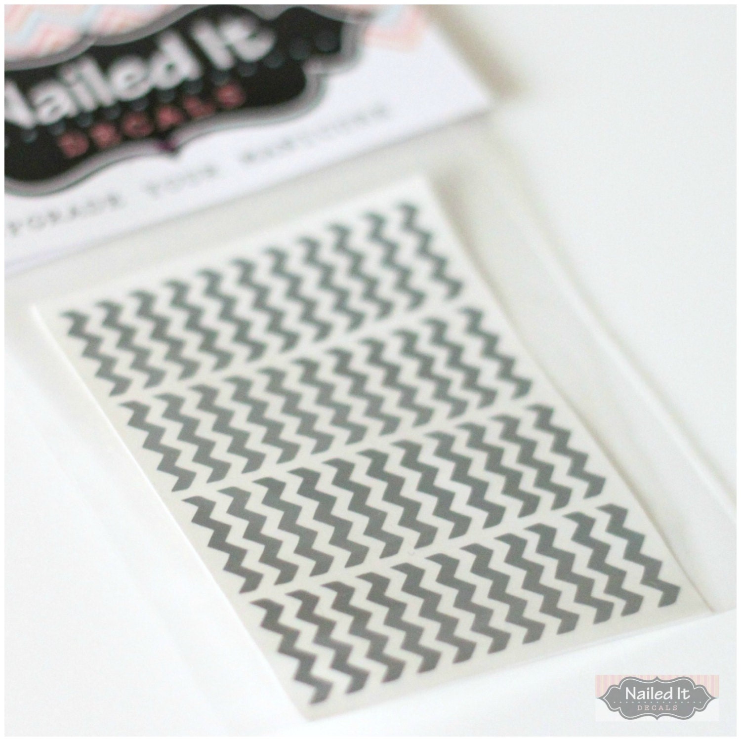 NAILED IT DECALS: 1 Sheet of 44 Chevron Nail Decals (You Pick the Color)